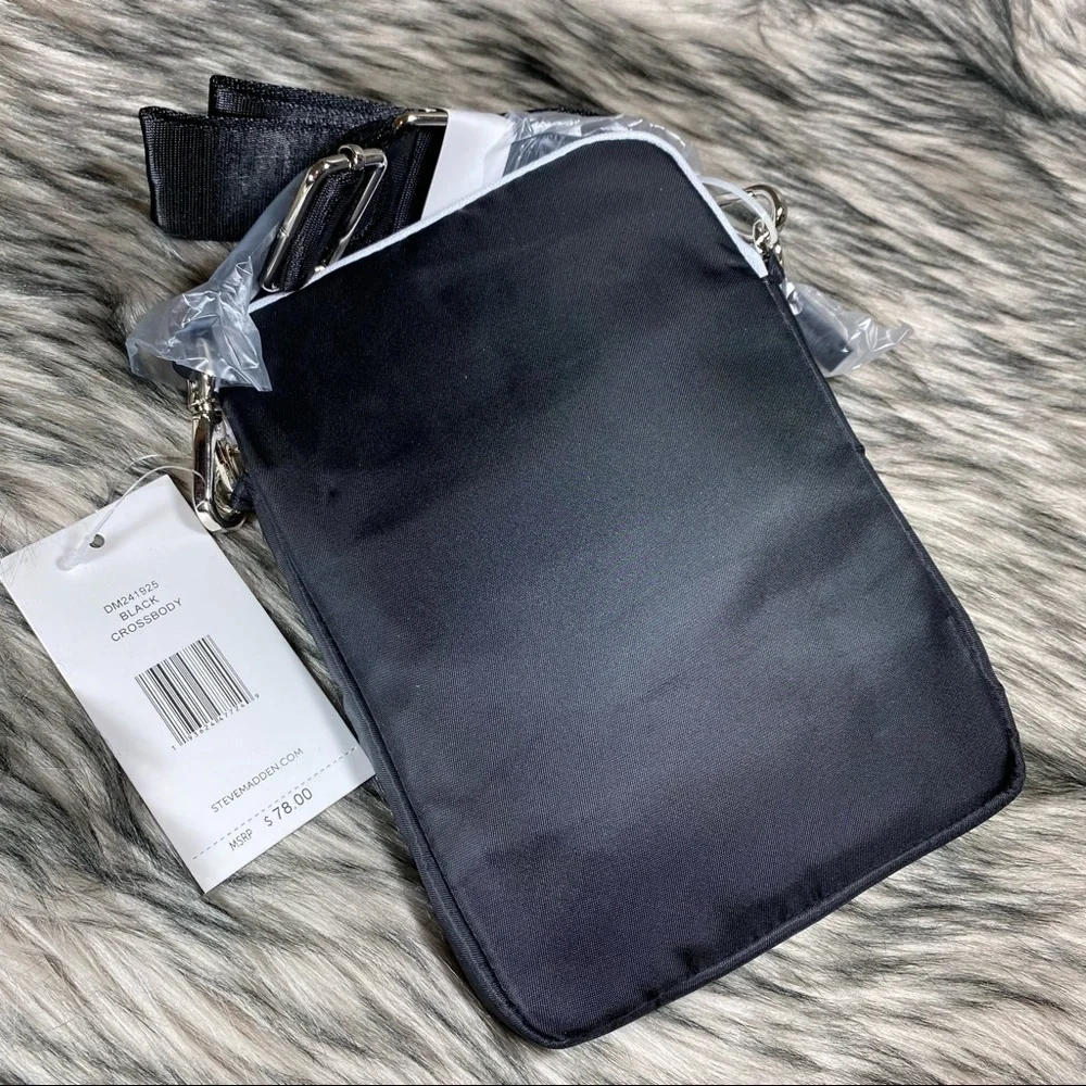 Black White Nylon Crossbody Bag Adjustable Bag